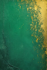 Canvas Print - modern green background with golden paint