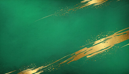 Canvas Print - modern green background with golden paint