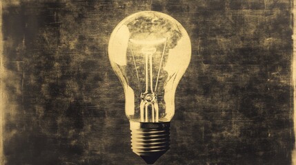 Wall Mural - Light bulb abstract background. Photocopy stippled style with collage elements of lightbulb