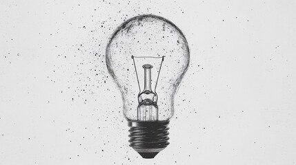 Wall Mural - Light bulb abstract background. Photocopy stippled style with collage elements of lightbulb