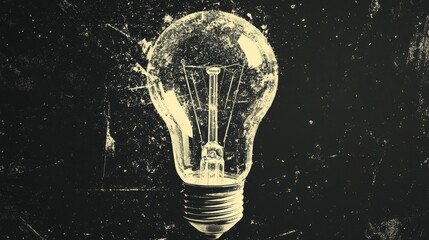 Wall Mural - Light bulb abstract background. Photocopy stippled style with collage elements of lightbulb