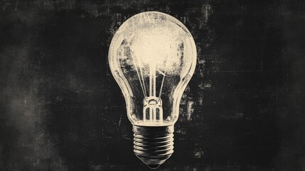 Wall Mural - Light bulb abstract background. Photocopy stippled style with collage elements of lightbulb