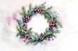 © Tacker - Watercolor Christmas wreath with pinecones and berries