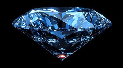 Large, realistic, brilliant diamond, blue tones, depth, extended background, representing courage, power, strength, confidence in Central American businessmen and companies, black background color, ri