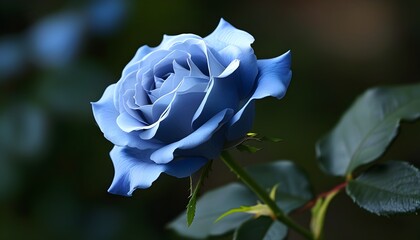 Mystical Blue Rose Blooming in Natures Embrace