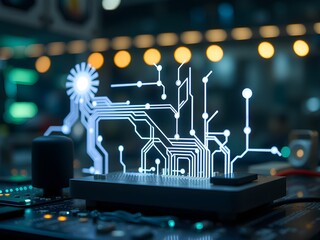 Circuitry of Innovation: Glowing circuit board illuminating the future of technology