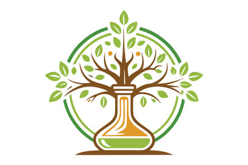 Wall Mural - Potion tree line art Logo design E.eps