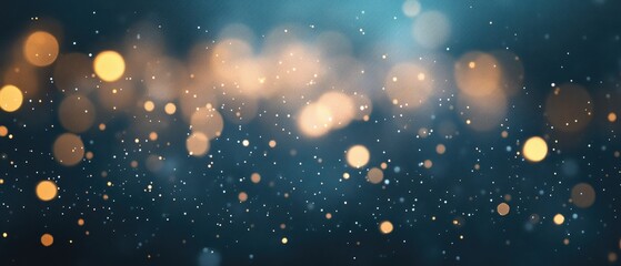Wall Mural - abstract blurred bokeh effect featuring stars against a dark blue backdrop