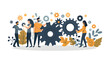 © SS Digital - Team of people joining gears as metaphor for effective teamwork and finding working solution