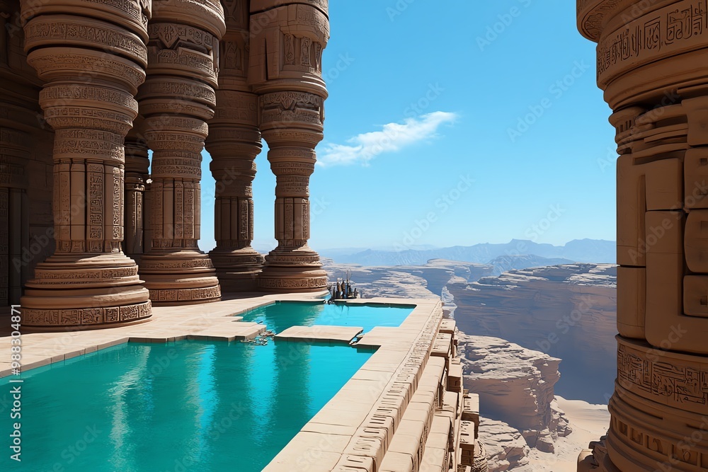 Fantasy desert city, with floating markets and mystical towers built ...
