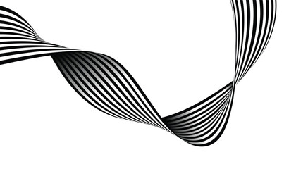 Aufkleber - black and white curved line stripe. wave line mobious abstract background. smoothly bent ribbon geometrical shape isolated on white background
