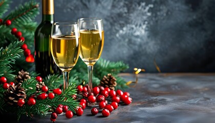 cheers to the festive season: wine and bubbly amidst christmas bokeh and holiday cheer