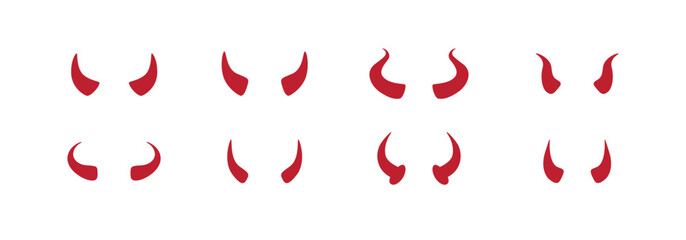 Devil horn Vector icon red Template design. Demon satan horns symbol