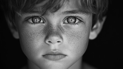 Wall Mural - black, white portrait of sad anonymous little boy crying