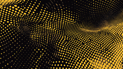 Abstract yellow halftone banner on black background. sports. Illustrations
