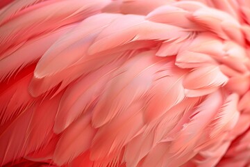 Wall Mural - Pink Feathers Background, Flamingo Plume Pattern, Wings Feather Texture with Copy Space