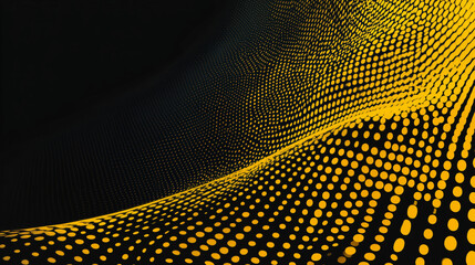 Wall Mural - abstract yellow halftone banner on black background. sports. illustrations