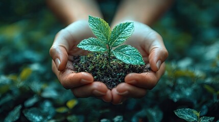 close up of hands holding model of wind turibe in nature concept of ecology future, renewable resources