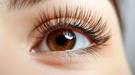 detailed macro of an eye with long eyelashes soft lighting and natural colors perfect for beauty or 