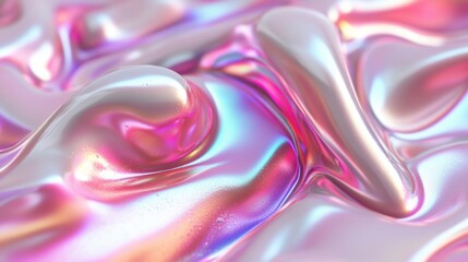 Wall Mural - a captivating blend of iridescent fluid waves creates a dynamic texture with vibrant blue and gold t