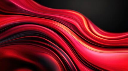 Wall Mural - fluid red waves merge and swirl, showcasing vibrant energy against a soft background, evoking a sens