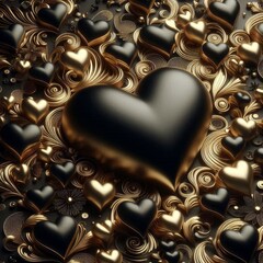 Wall Mural - golden heart background