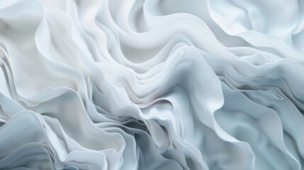 Wall Mural - soft, flowing white waves create a calming atmosphere, enhancing tranquility within a modern interio