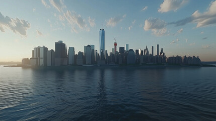 An ultra realistic photo of the new york city skyline
