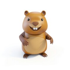 Sticker - beaver in 3D style on a white background
