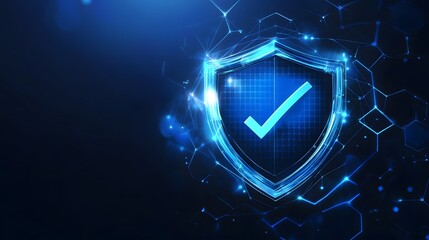 Wall Mural - protection. healthcare. insurance. cyber security. network safety. protection shield with check mark