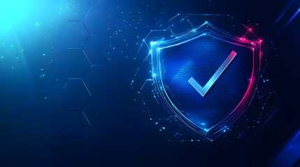 Wall Mural - protection. healthcare. insurance. cyber security. network safety. protection shield with check mark