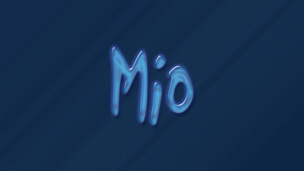 Wall Mural - Water bubble 3D text effect of name Mio 0n blue background.