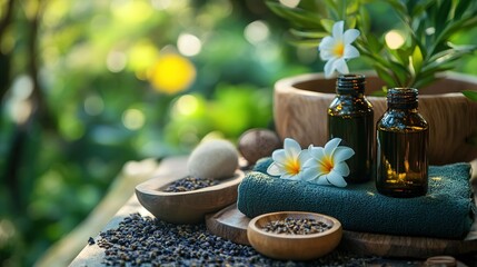 An image showcasing a combination of holistic therapies, such as massage, meditation, and herbal medicine, offered in a wellness retreat.