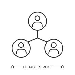 Sticker - Company structure linear icon. Team hierarchy. Business network. Collaboration icon. Corporate organization. Thin line illustration. Contour symbol. Vector outline drawing. Editable stroke