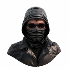 Wall Mural - Thief icon, criminal person sign, bandit in mask, burglar silhouette, killer, gangster or robber in balaclava