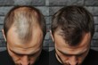 © Dassen - Man showing hair growth progress before and after treatment