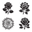 © zhpcreativedesign247 - Realistic rose silhouette set black color vector illustration