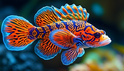 Graceful swim of a vibrant fish adorned with unique patterns and intricate details, celebrating natural beauty in motion