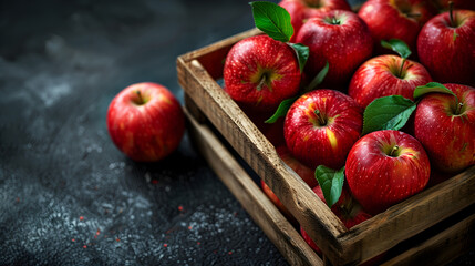 Canvas Print - red apples on wooden background