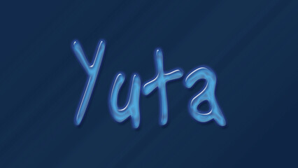 Wall Mural - Water bubble 3D text effect of name Yuta 0n blue background.