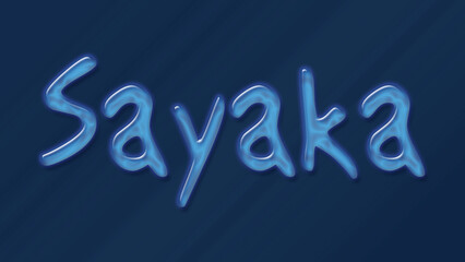 Wall Mural - Water bubble 3D text effect of name Sayaka 0n blue background.