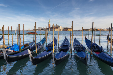 Venice Gondolas In Venetian Lagoon