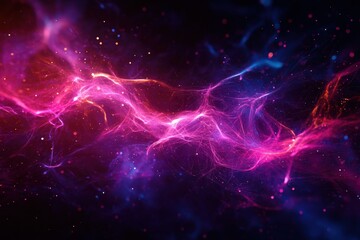 An abstract representation of cosmic energy, featuring vibrant hues of pink and purple swirling against a dark background, embodying the mysteries of the universe.