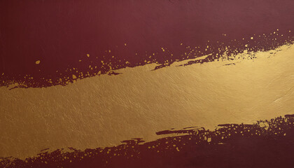 Canvas Print - luxury burgundy red grunge wall with golden paint