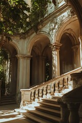 Poster - Stone Staircase Leading to an Ancient Building