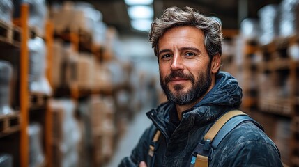 Wall Mural - portrait of manager holding solar panel in warehouse