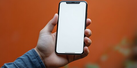 Canvas Print - Hand Holding Smartphone with Blank Screen Mockup