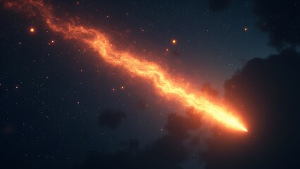 Wall Mural - fiery meteor entering atmosphere against starry sky