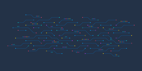 Poster - Circuit board texture with communication technology concept. Creative illustration