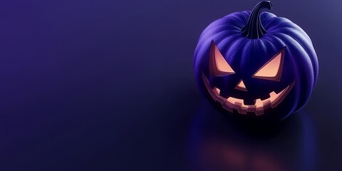 Canvas Print - A glowing purple jack-o'-lantern against a dark background.